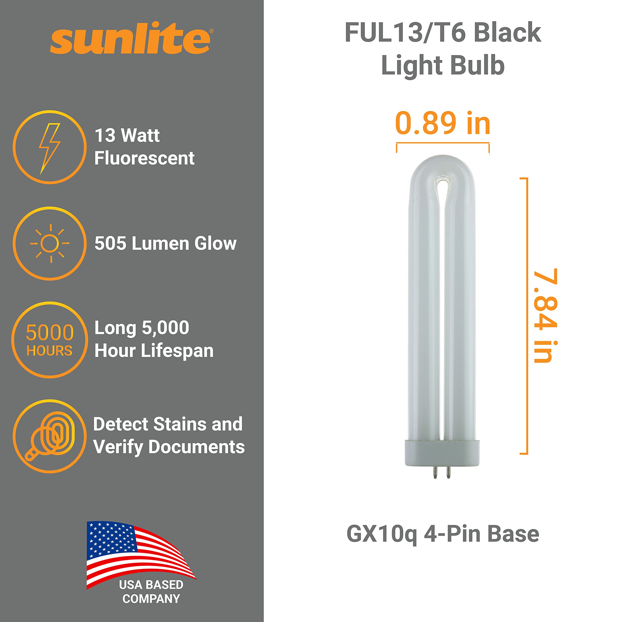 Sunlite 05110-SU T6 Fluorescent U-Shaped Light Bulb, 13